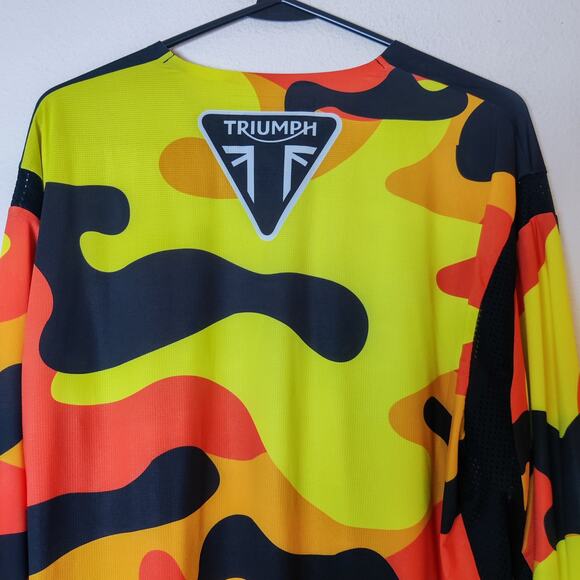 Triumph Motorcycles Lava Camo Long Sleeve Lightweight Moto Jersey Medium - Picture 7 of 12